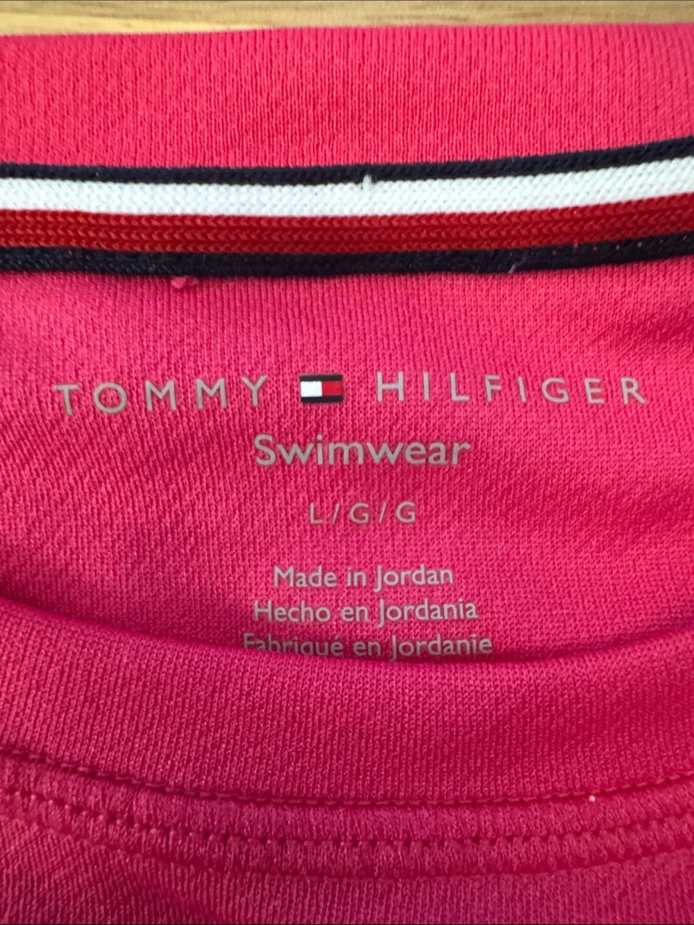 Tommy Hilfiger Girl’s Hot Pink Long Sleeve Logo Swim Top - Size L